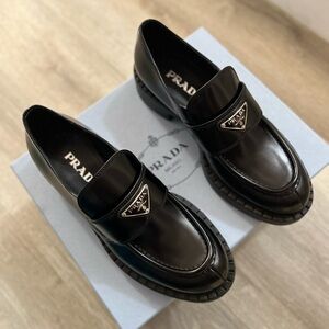 Prada Chocolate brushed leather loafers